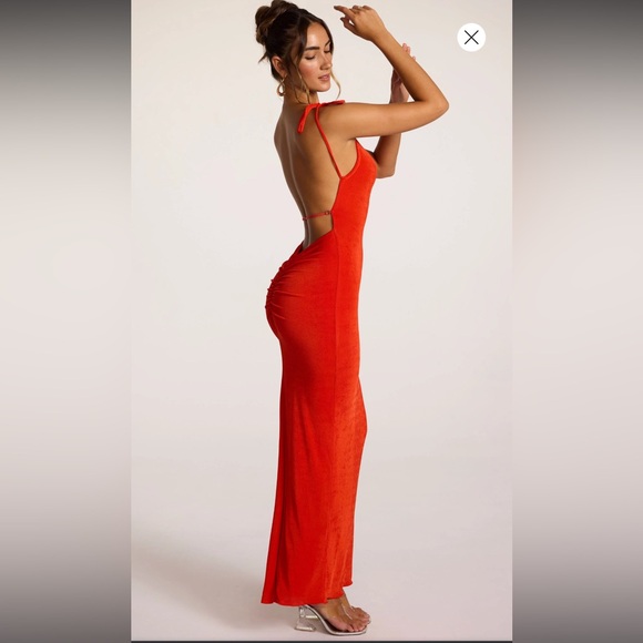 NOELIA
Textured Jersey Open Back Maxi Dress in Fiery Red - Picture 7 of 11